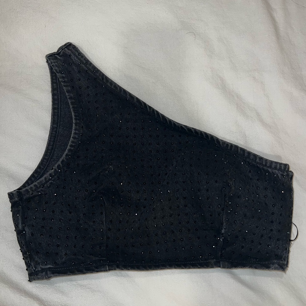 Zara Rhinestone Black Top